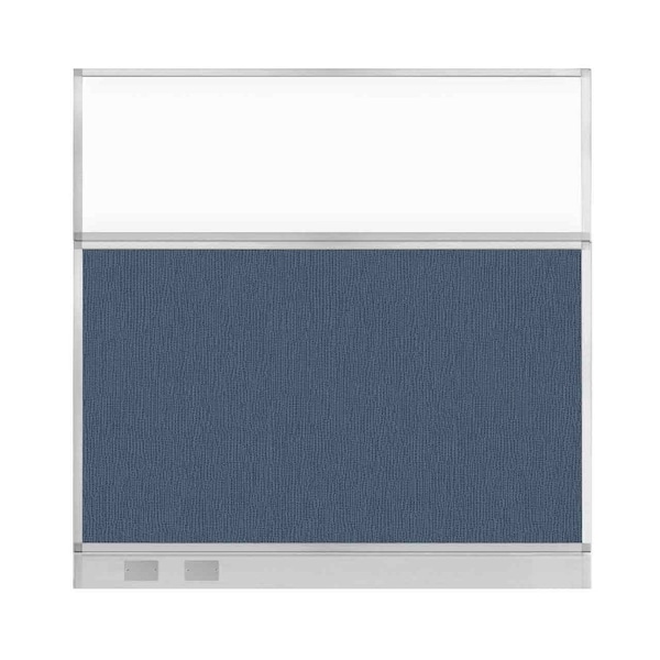 Hush Panel Configurable Cubicle Partition 6' x 6' Ocean Fabric Clear Window w/ Cable Channel